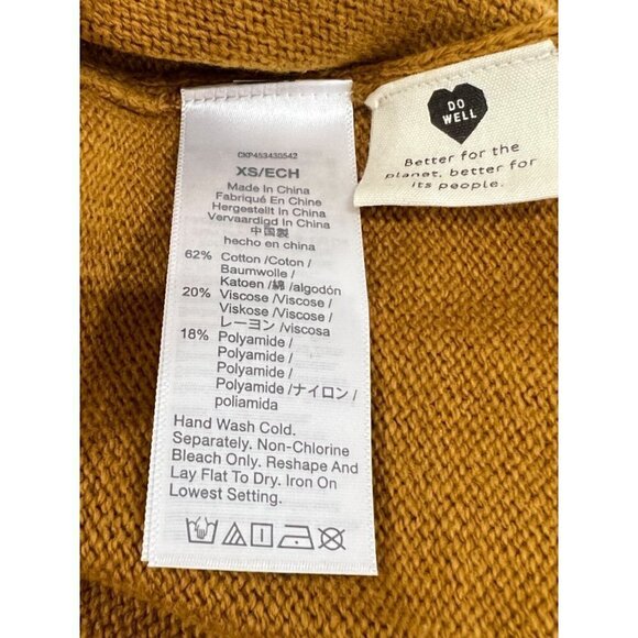 Madewell Double-V 3/4 Sleeve lightweight knit Sweater Size XS Egyptian Gold NWT - Picture 6 of 7